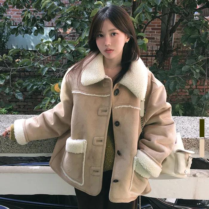 [주미니 Pick] Faux fur-collar shearling jacket [KNFW05JP01]_[2color]