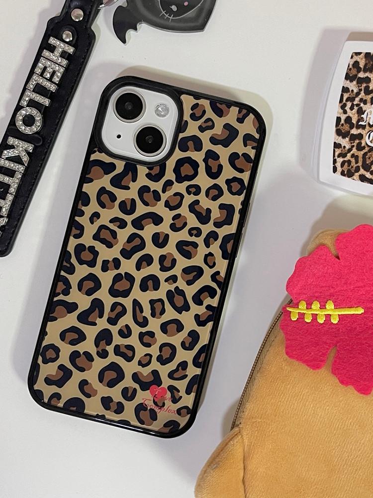 brown leopard glass bumper phone case