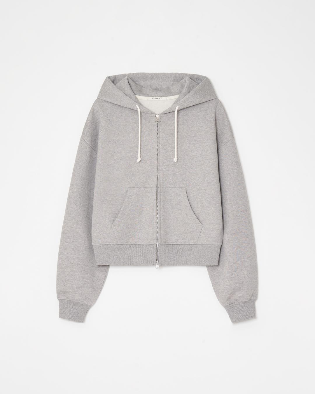 Crop hoody zip-up (gray) '1st'