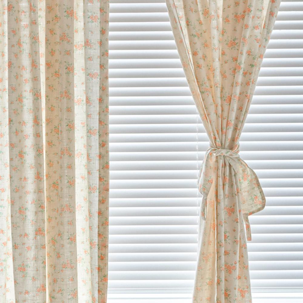 엘라환타 플라워 가리개 면 커튼