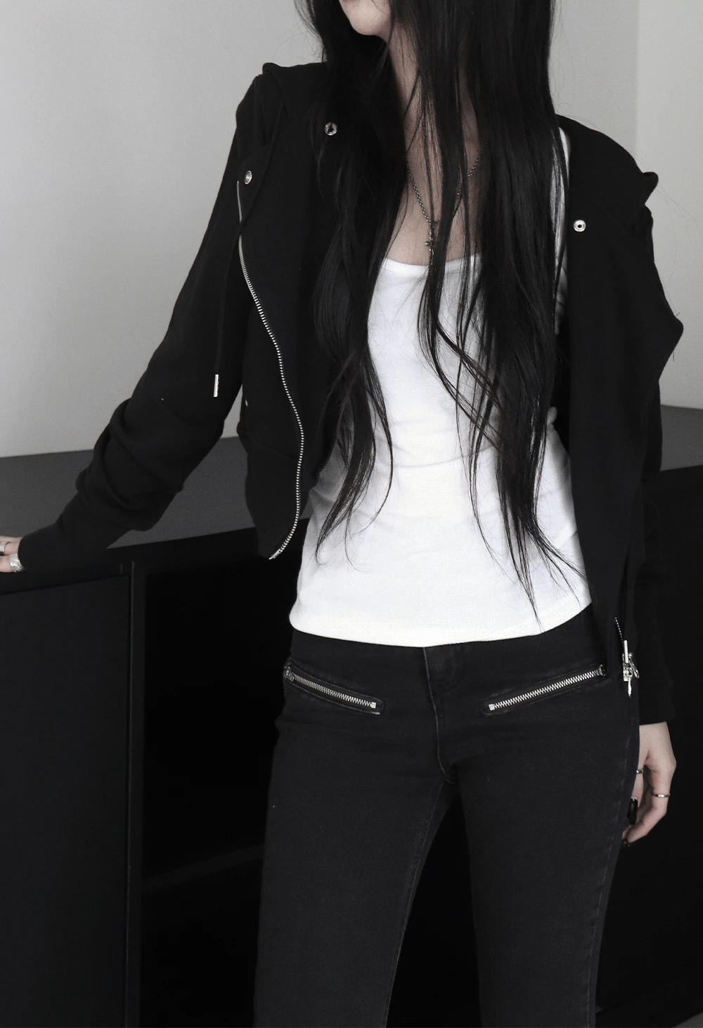 rider hood zip-up