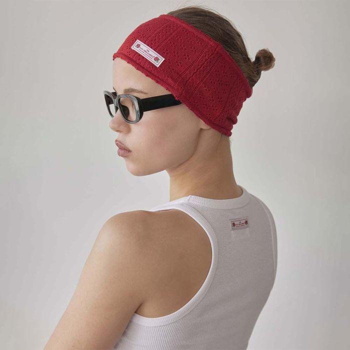 Eyelet Knit Hairband Red