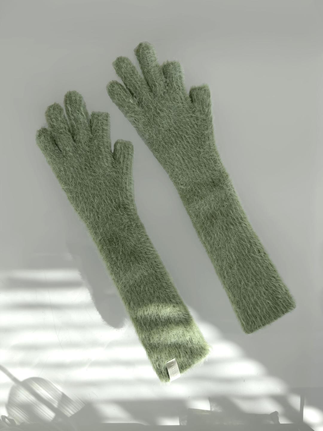 헤어리 롱 니트 장갑 4color