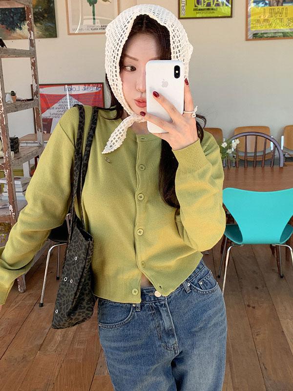 프렌치오브 [🌸봄가디건][MADE]소프트 팬던트 라운드 니트 가디건 (유넥/브이넥ver)(9color)