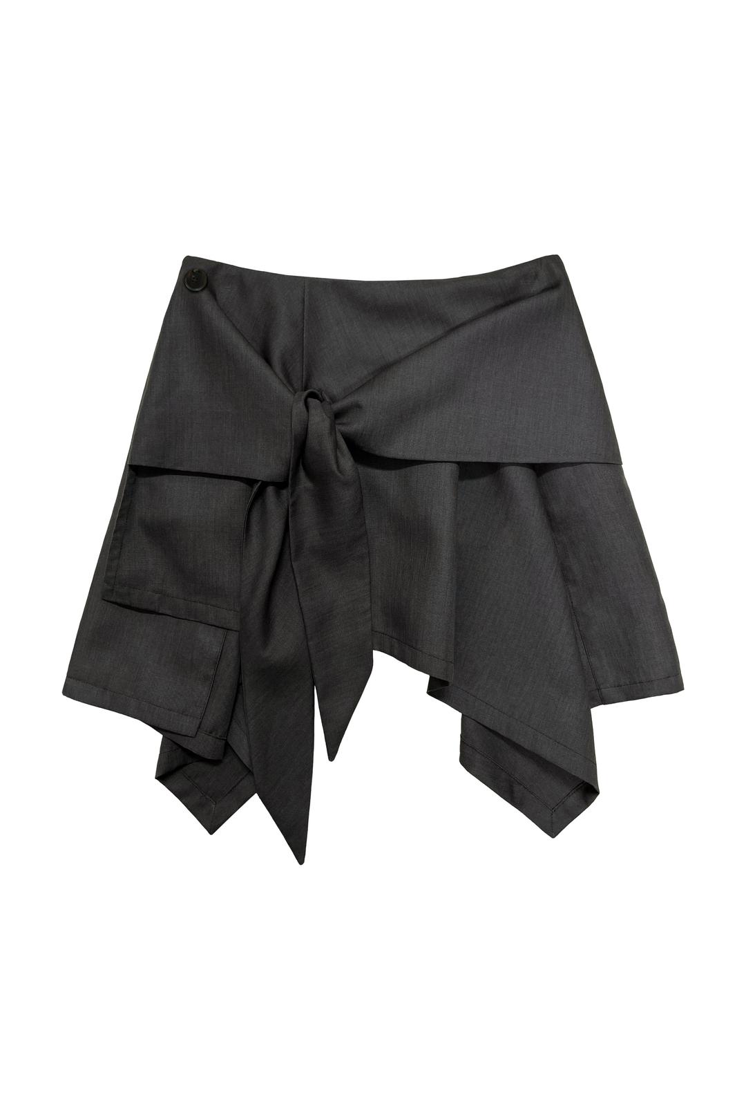 [11/9 순차배송] UNBALANCE TIED SKIRT (CHARCOAL)