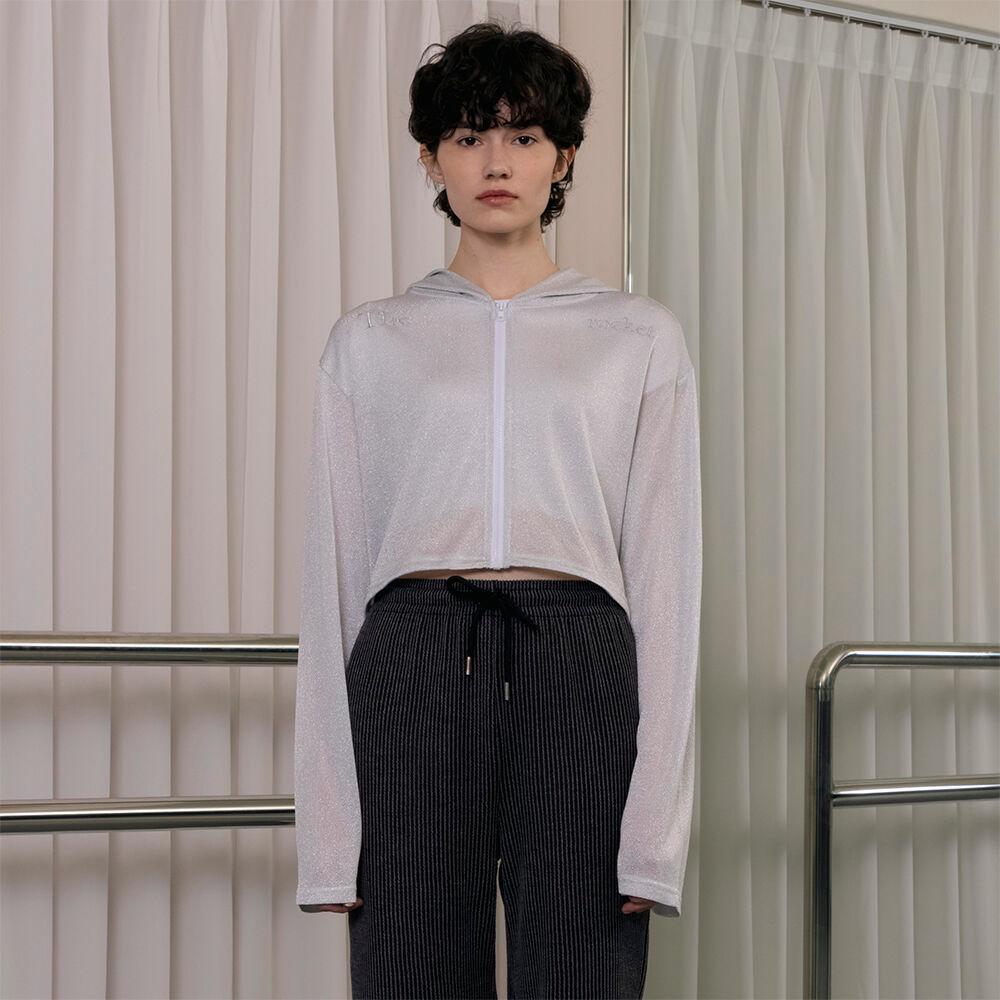 R GLITTER CROP HOODIE JUMPER_SILVER