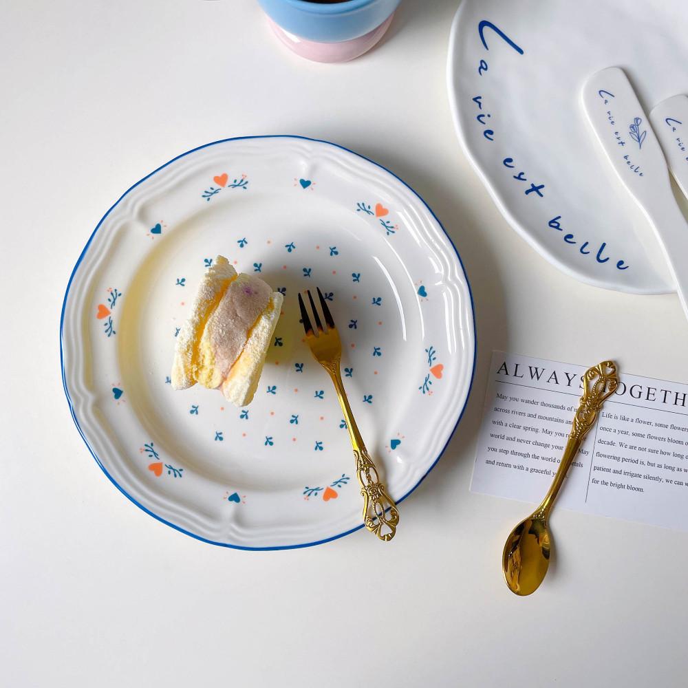 나이스로망 내꺼하자 러블리 하트 그릇 디저트 플레이트 20cm 브런치접시 빈티지 그릇