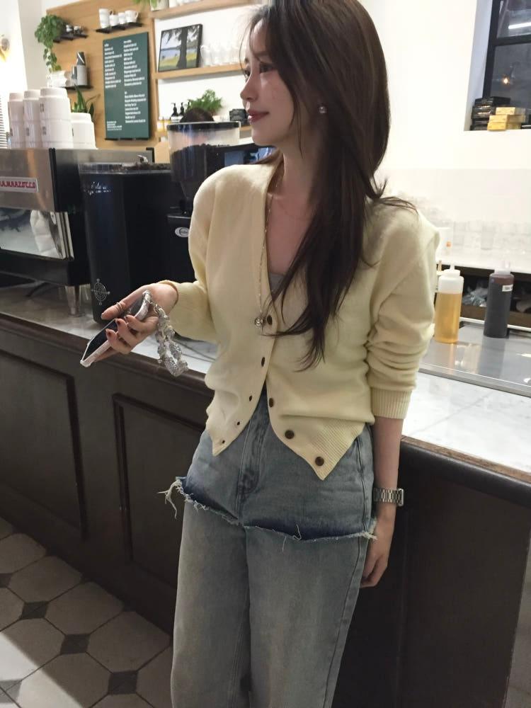 [당일]브이넥 울 가디건 레이어드 루즈핏 가디건