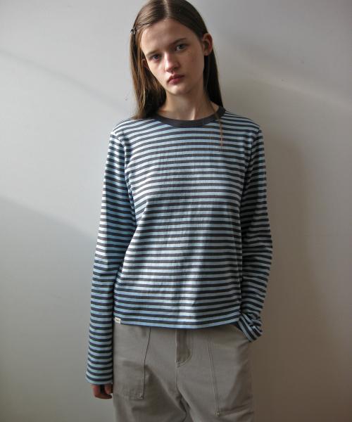 Stripe comfort long sleeve, light blue