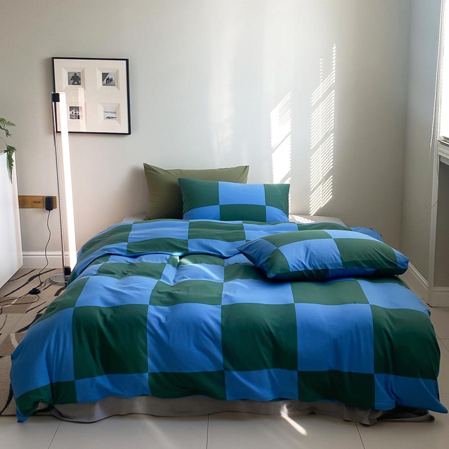 베르타 체크 니트코튼 침구세트