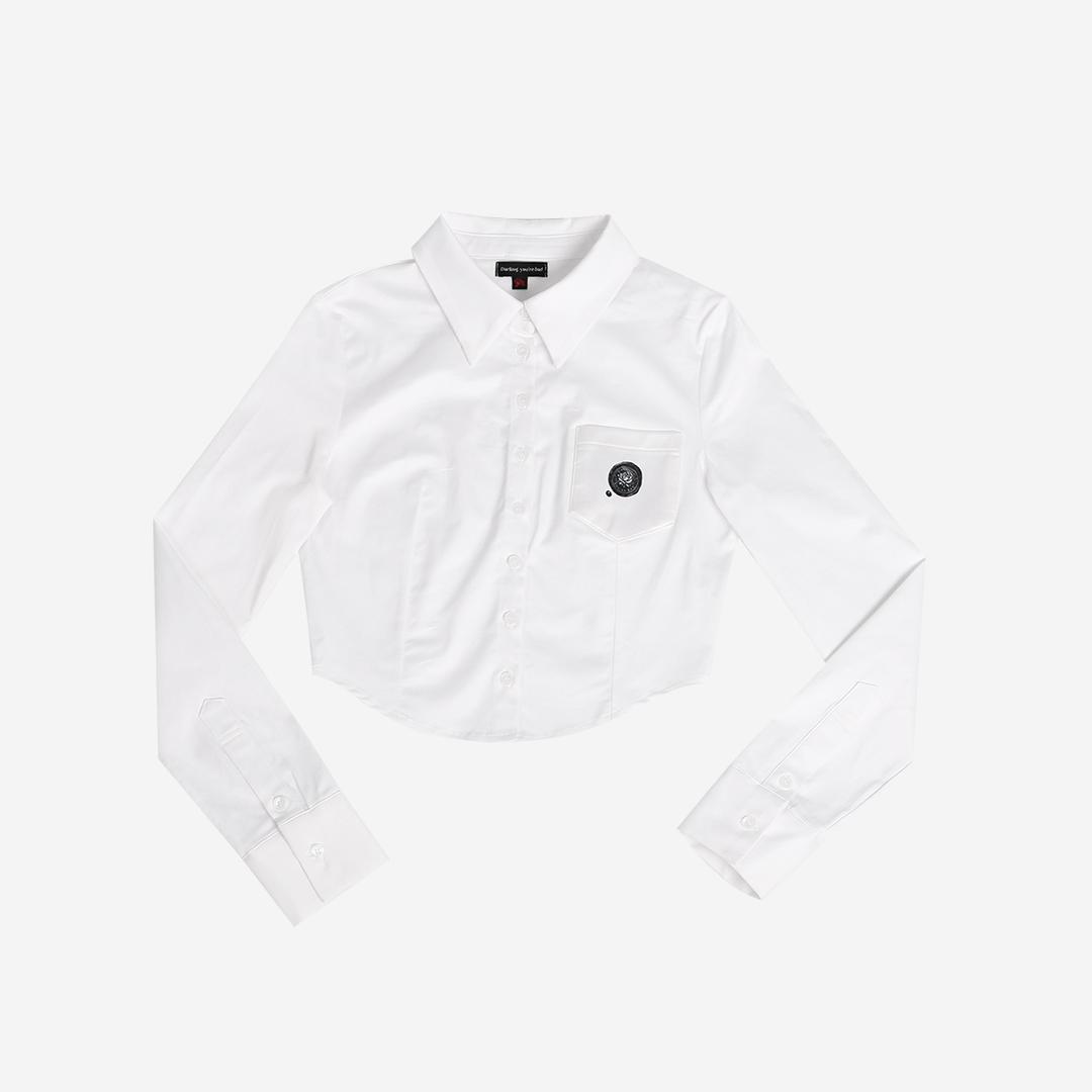 [에스파 지젤,아이브 가을 착용/5차재입고]ROSE SYMBOL CROP SHIRT #BLACK - 달링유어배드