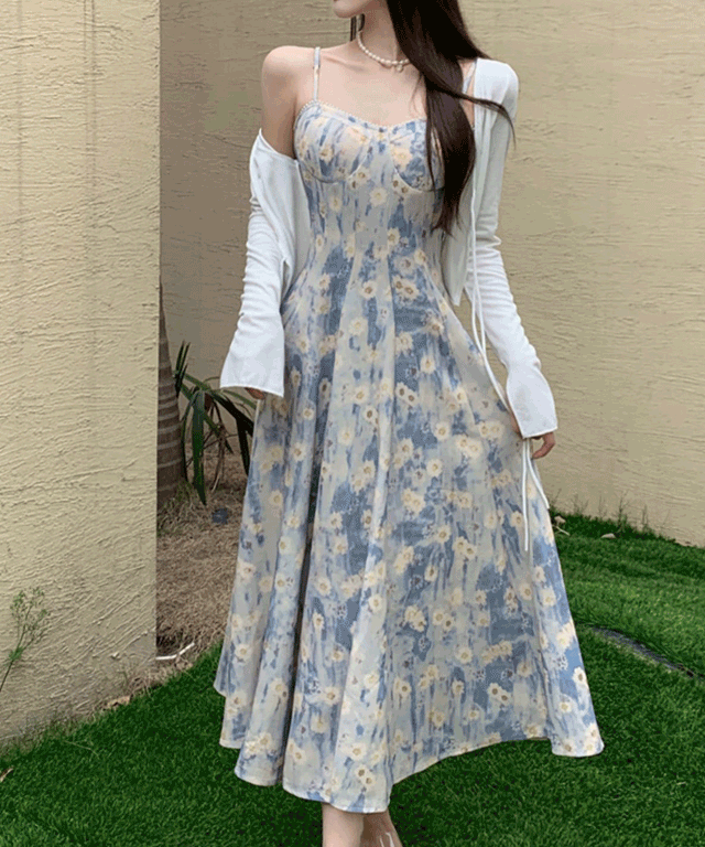 [무배 44-120까지] 진주라인 끈나시 플레어원피스 (여친룩 브라이덜 돌잔치 태교여행 셀프웨딩,바캉스룩 빅사이즈 비치웨어)