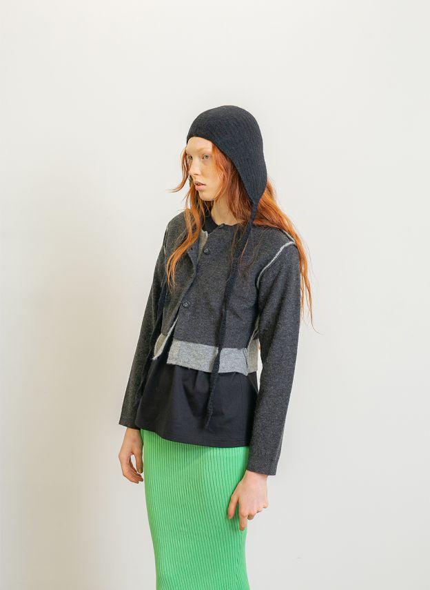 Pressed Knit Head Dress / Black