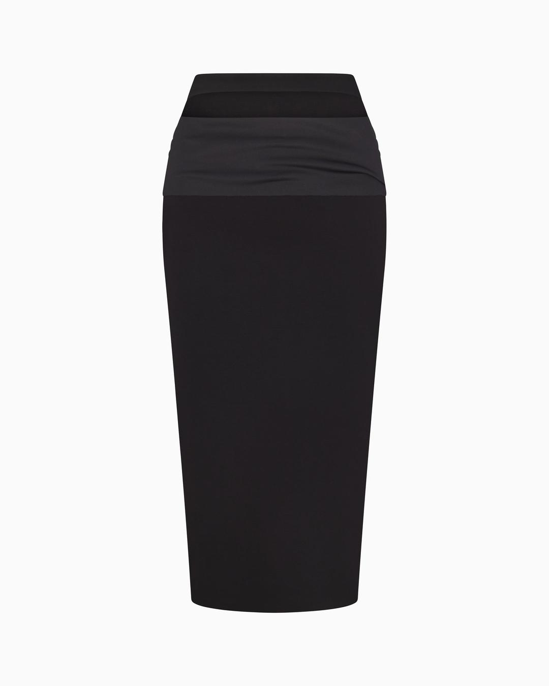 Sueded Stretch Cutout Skirt | Black - XXS