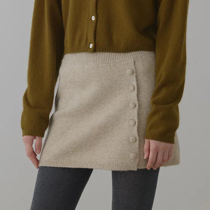 Kate mini button skirt_oat beige