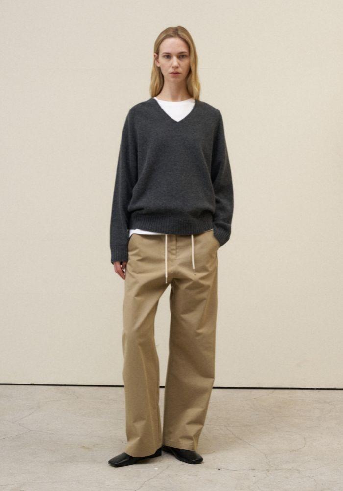 CAMEL WHOLGA V-NECK KNIT CHARCOAL