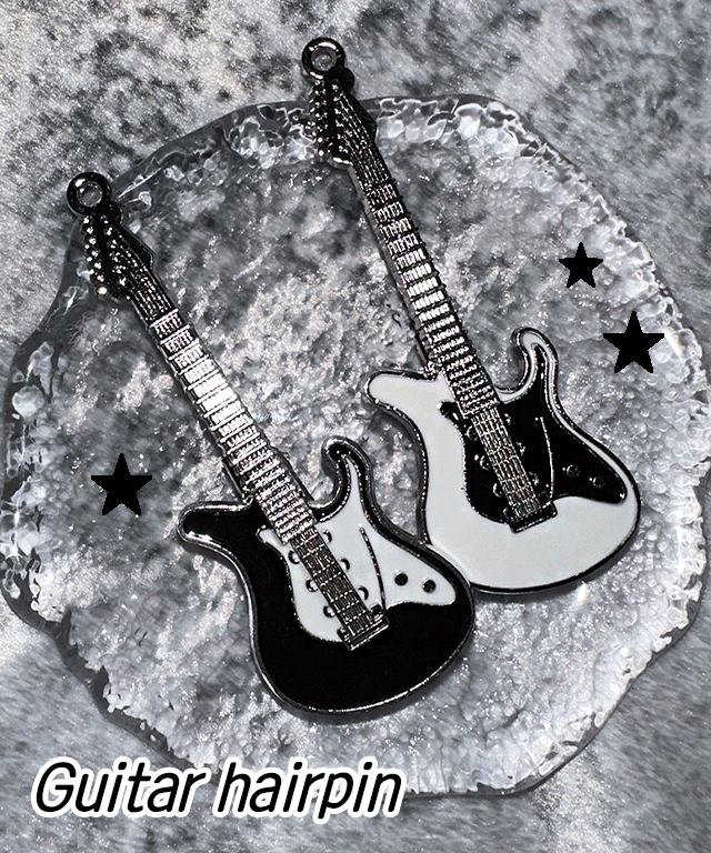 Guitar hairpin Y2K 레트로 키치 헤어핀 머리핀 앞머리핀 집게핀 목걸이 펜던트 아이돌 연예인 악세사리 패션소품