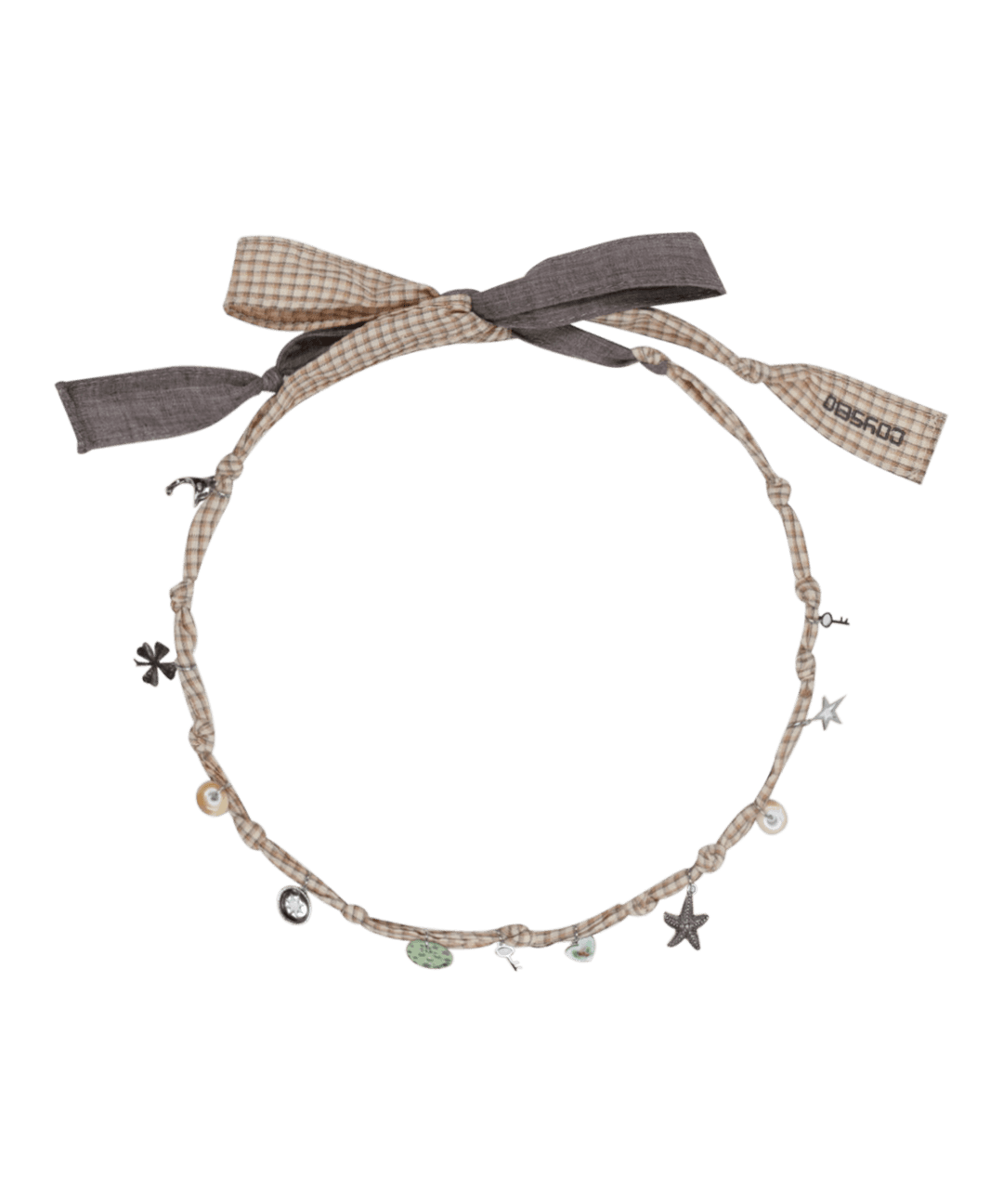 RAW FABRIC NECKLACE ASH BROWN