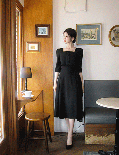 밀크코코아 Event10%.Amelie dress line.Noir Layered Jacket Dress