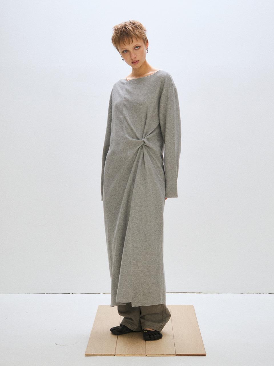 [PLZPROJECT]ASHYMMETRIC MAXI DRESS, GRAY