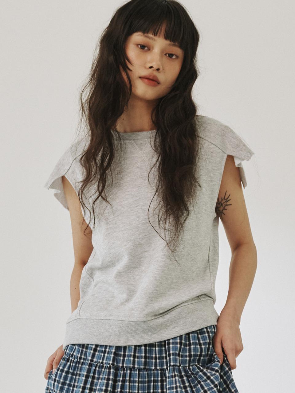[PLZPROJECT]CUTTING HALF SWEAT, GRAY
