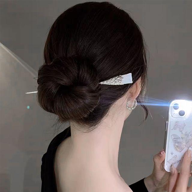 [당일출고] 메탈 백합 플라워 데일리 헤어 비녀 [실버] N915