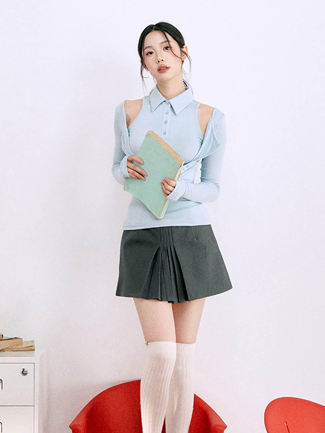 [LaLuneDuCiel] Line Pleats Skirt