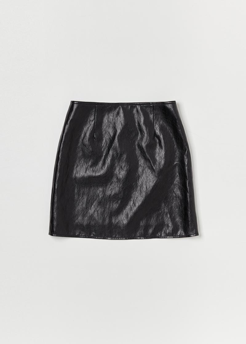 VEGAN LEATHER  MINI SKIRT  IN BLACK