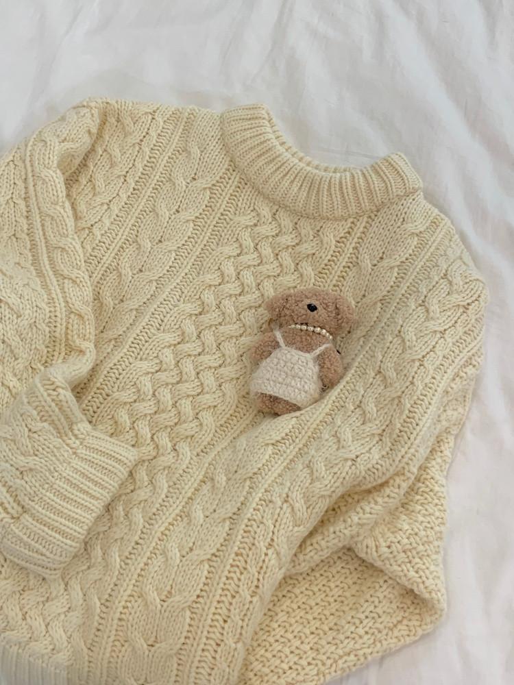 루즈핏 케이블 울 니트- 4color