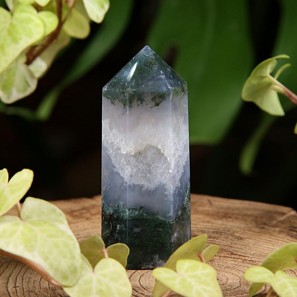 모스 아게이트 포인트 원석 - 성장과 풍요, 정원사의 돌 (51g)