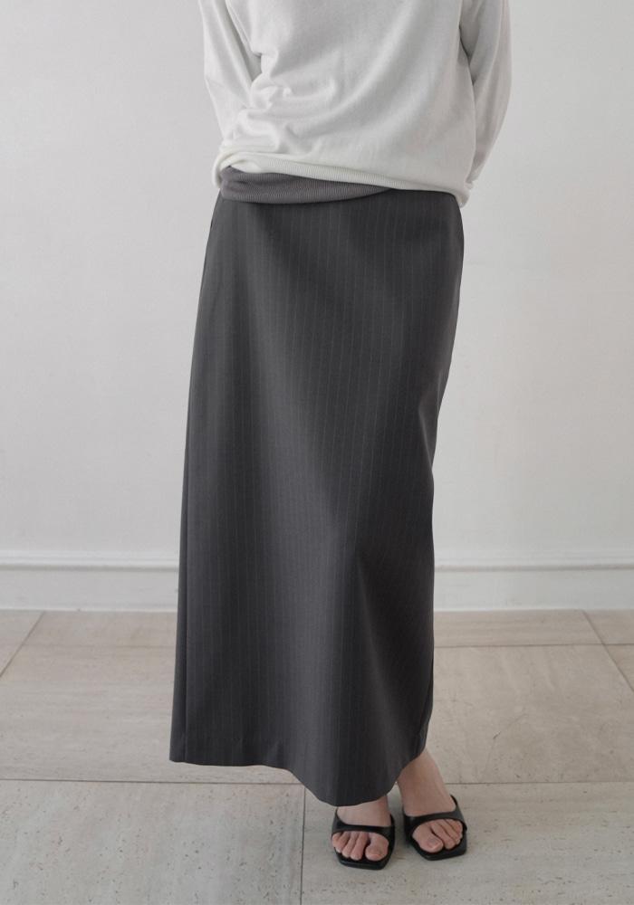 [2차] PIN STRIPE MAXI SKIRT_CHARCOAL