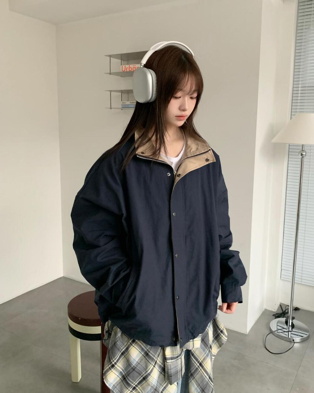러브앤드팝 [UNISEX]레이지 배색 자켓
