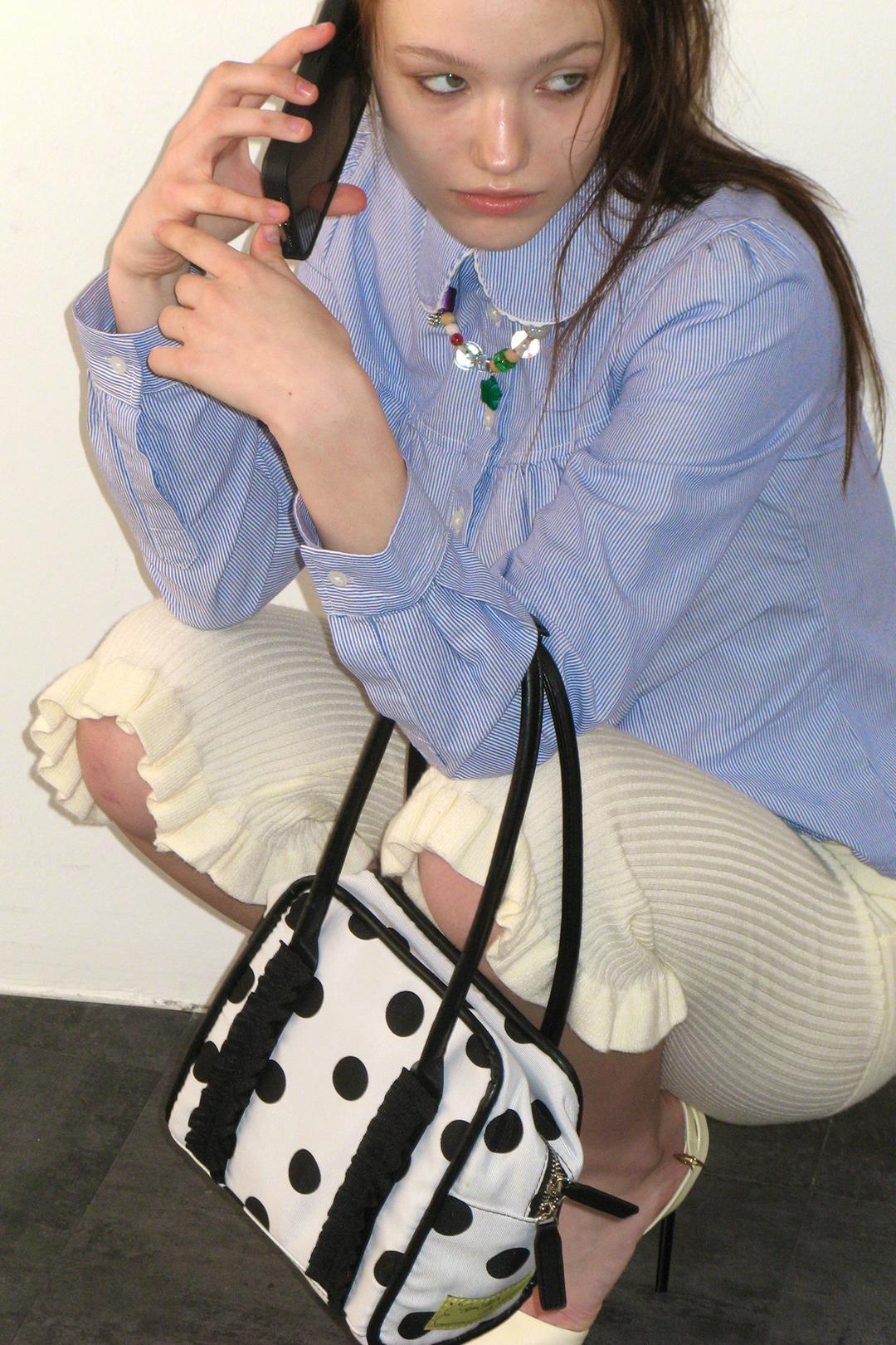 6/12 예약배송 [X MA JOURNÉE] 미니 박스 백  mini box bag (white dot)