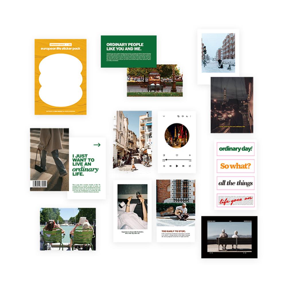 유러피안 라이프 스티커팩 / 다이어리 스크랩북 다꾸 폰꾸 스티커 (13P)