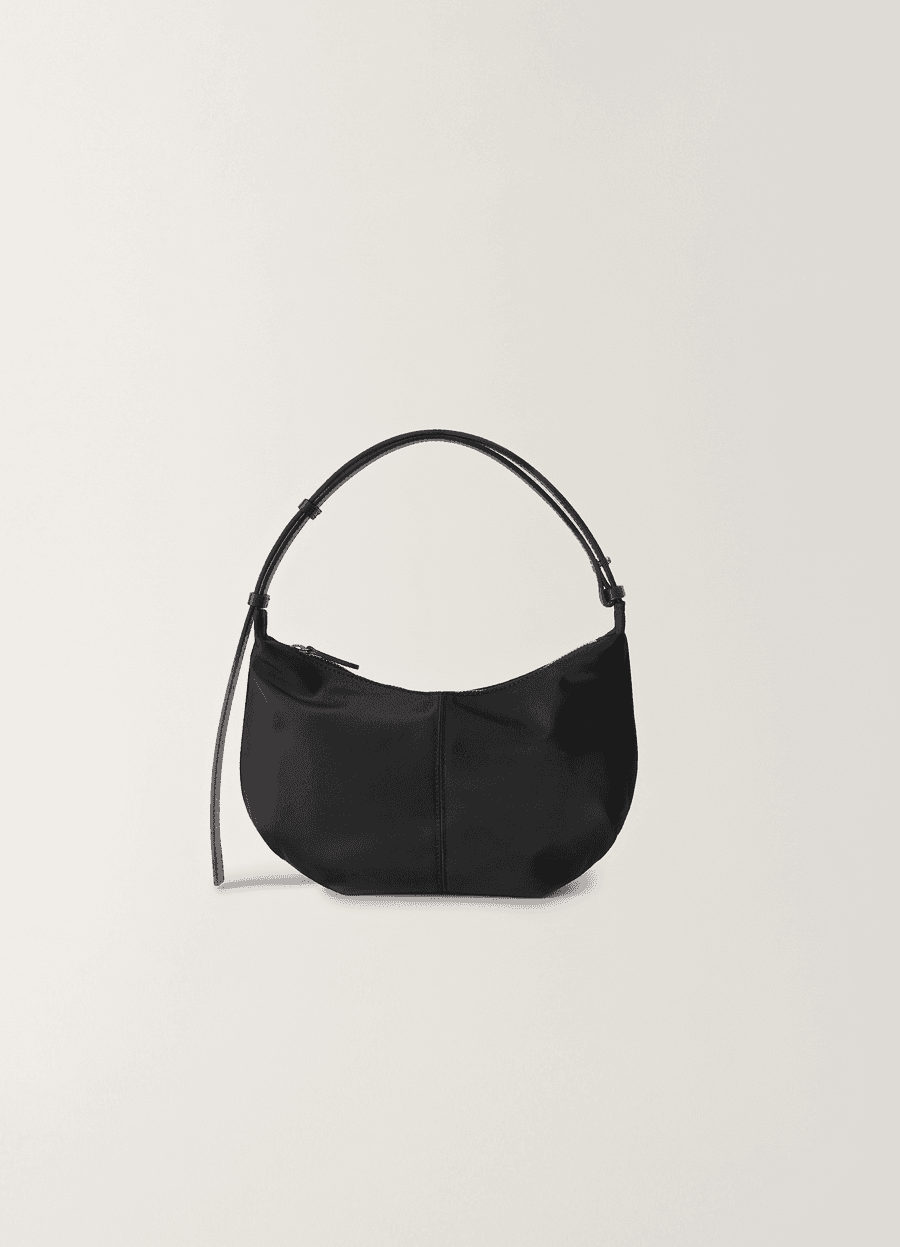 Nylon shoulder mini bag (Black)