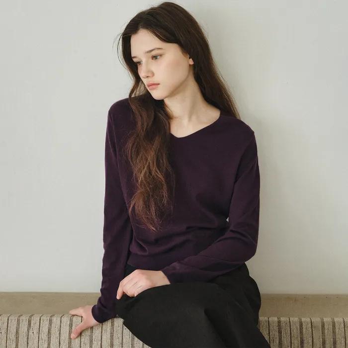 Soft Lean V-Neck Knit_PURPLE(WC26KN13)