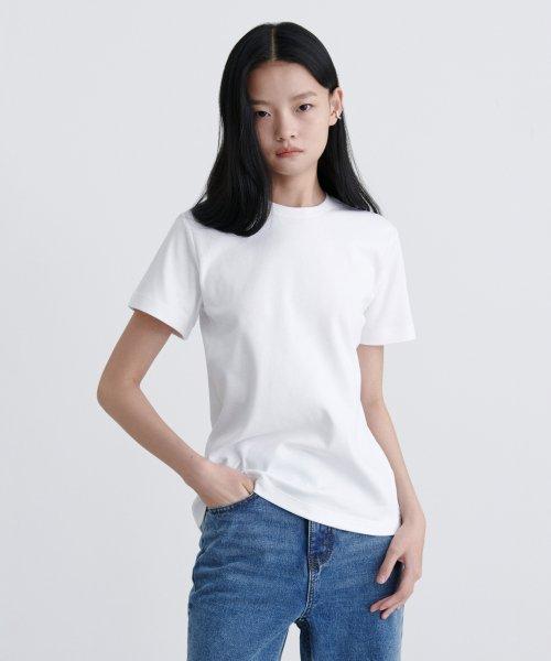 우먼즈 베이식 크루 넥 반팔 티셔츠 [화이트]