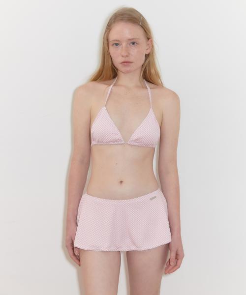 Gingham Check Skirt Bikini (Pink)