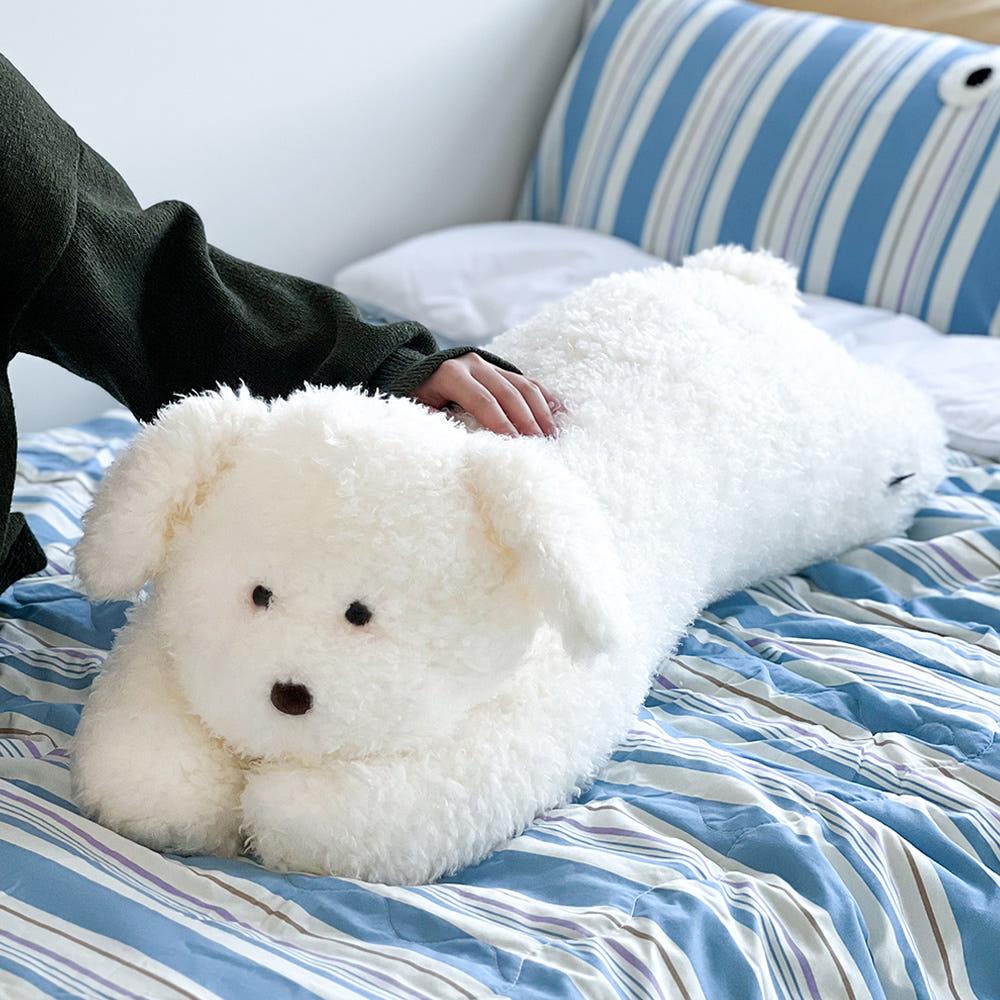솜뭉치 강아지 롱 바디필로우 안고자는 동물 인형 애착 모찌 베개 대형 쿠션 55cm