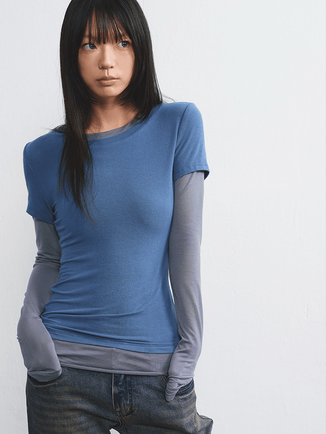 LINY LIBERTY Fake Two-Piece Long Sleeve