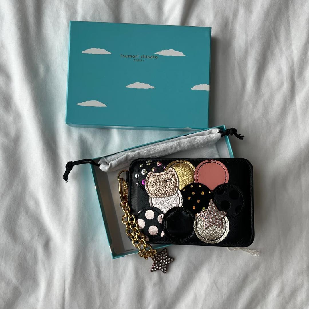 (새상품) 츠모리 치사토 라인스톤 별 참 키링 카드지갑 월렛 | 후루츠패밀리