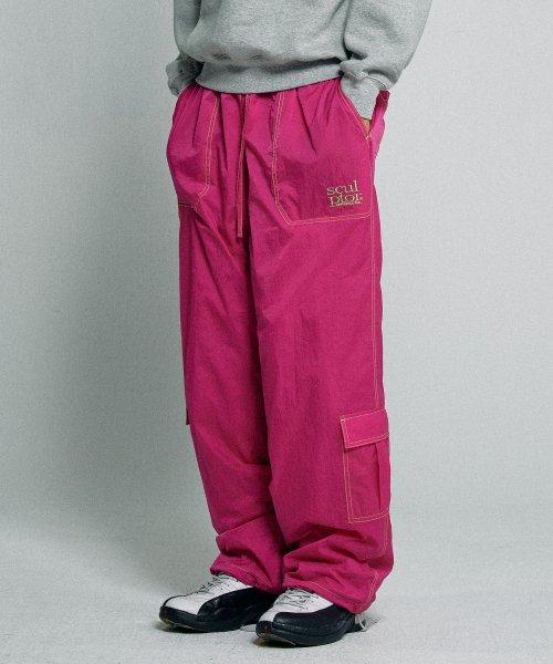 Contrast Stitch Carpenter Pants Fuchsia