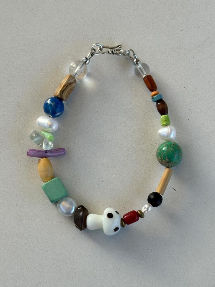 [스트링더비즈] 화이트 머쉬룸 유니크 원석 팔찌