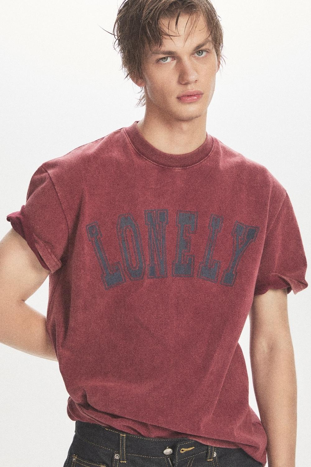 LONELY/LOVELY SALT WASHING SHORT SLEEVE T-SHIRT BURGUNDY