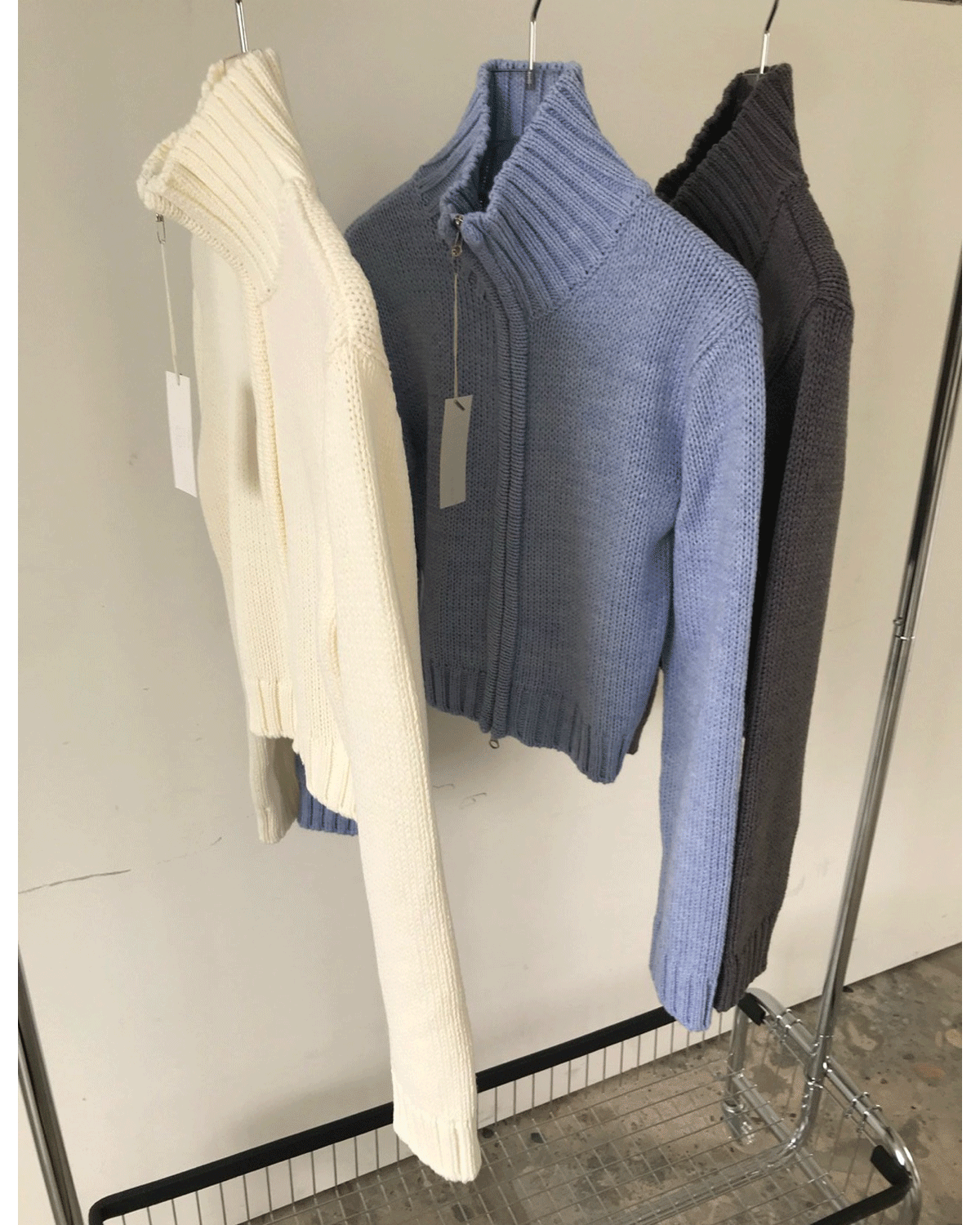 MARKEDLY PICK!*) TWO WAY KNIT ZIP UP (3COLOR)
