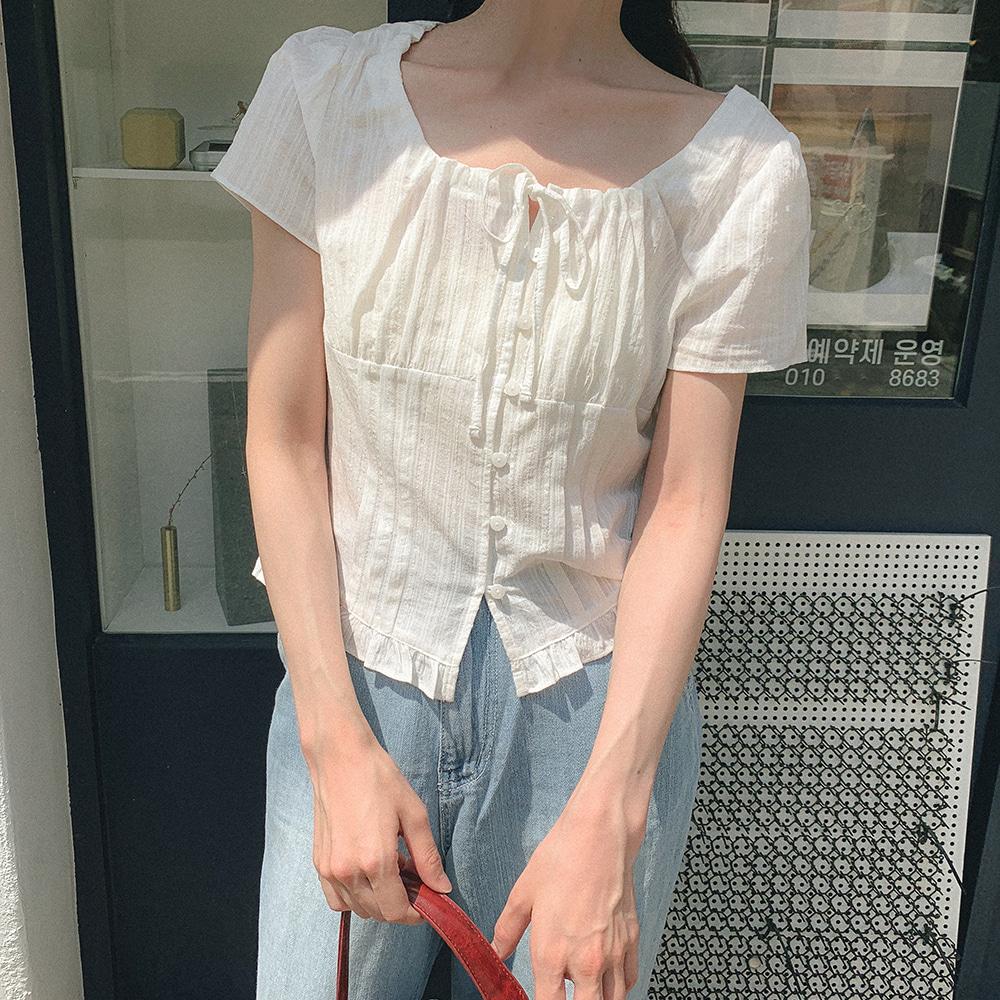 가린도 코지 버튼 블라우스