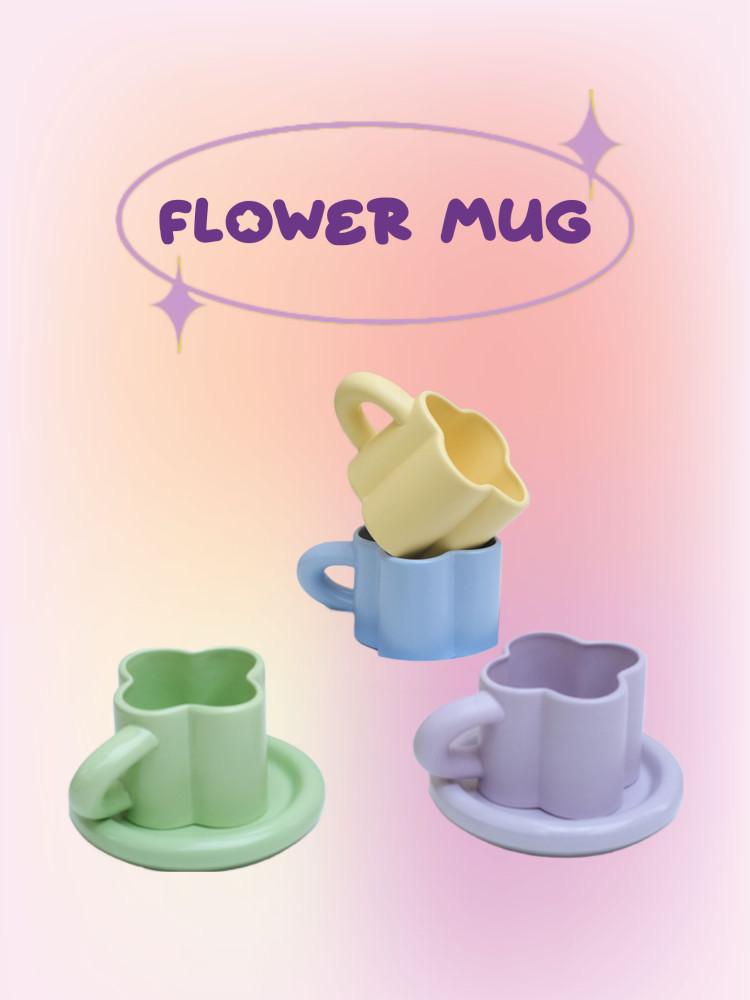 수심 Flower Mug 플라워 머그 컵 세라믹 도자기 내열 홈카페 독특한 귀여운 모던