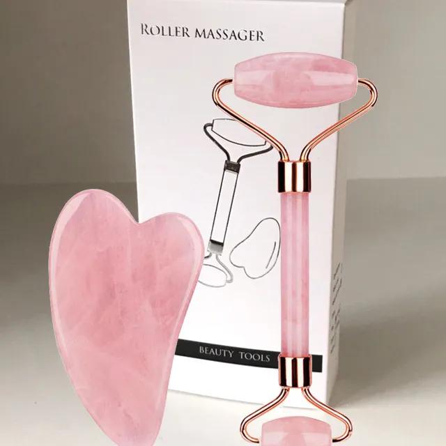 🌷주문폭주 [누적판매 1만개 돌파]🌷하트 괄사 롤러 세트 로즈쿼츠 셀프 얼굴 바디 마사지 종아리 두피괄사 승모근 리프팅 밴드 팔자주름 붓기