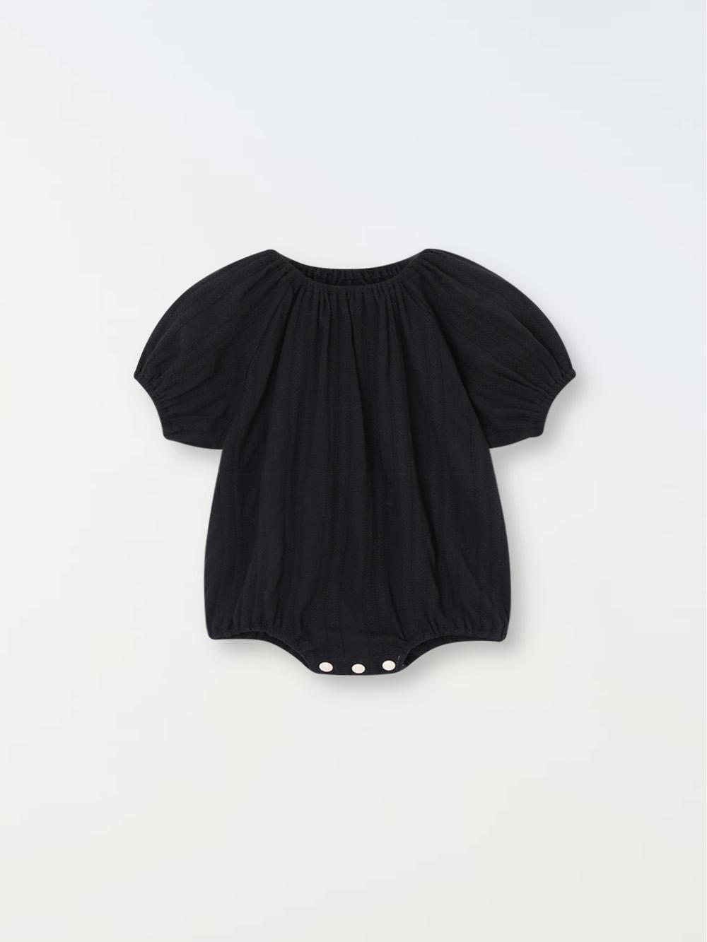 Embroideried Cotton Romper - Black