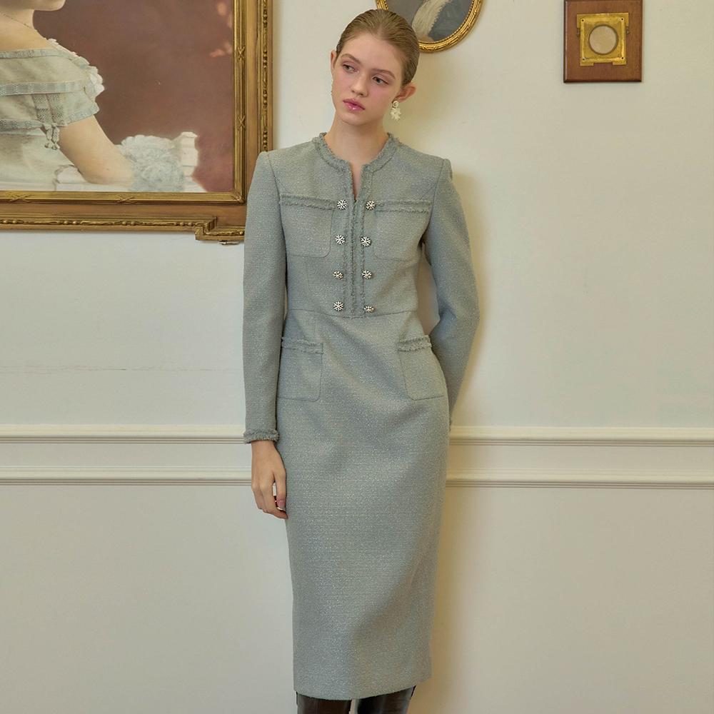 24  FW 칼라98 에투알 부르주아 트위드원피스 그레이